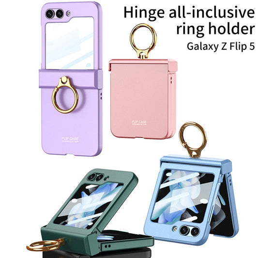 Ultra-thin Matte Phone Case With Ring Bracket For Samsung Galaxy Z Flip 5