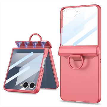 With D Ring Middle Magsafe Phone Case With Tempered Glass For Samsung Galaxy Z Flip 7 6