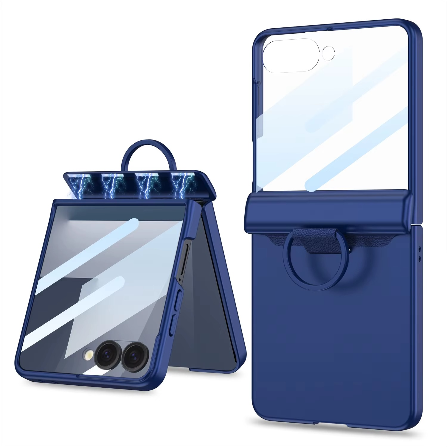 With D Ring Middle Magsafe Phone Case With Tempered Glass For Samsung Galaxy Z Flip 7 6