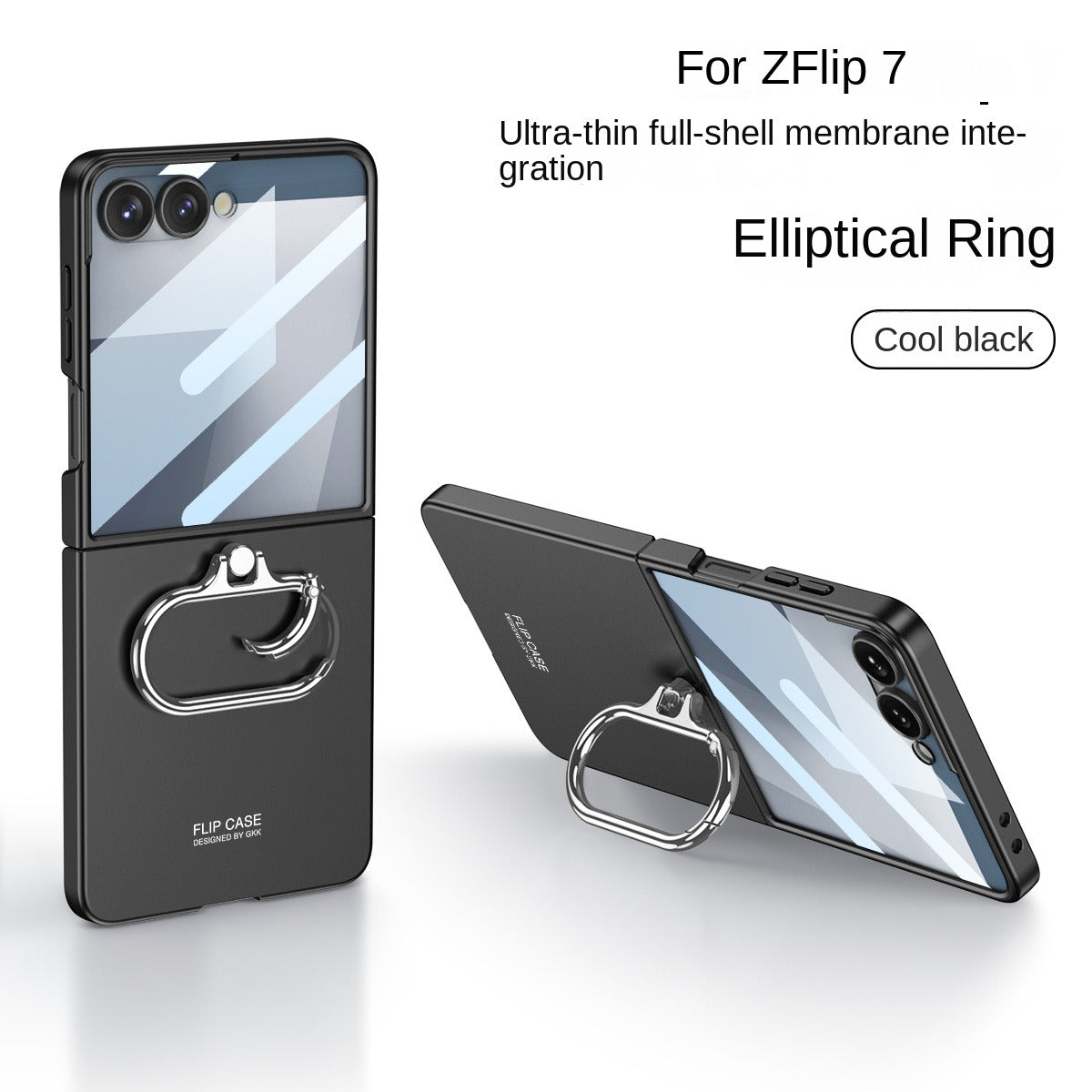 Ultra-thin Armor Ring Holder Matte Phone Case With Screen Glass Protective  For Samsung Galaxy Z Flip 7