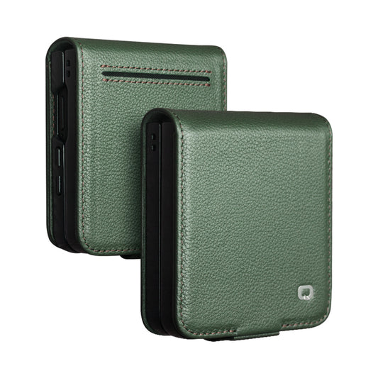 Premium Cowhide Real Genuine Leather Phone Case With Card Slot Holder For Samsung Galaxy Z Flip7