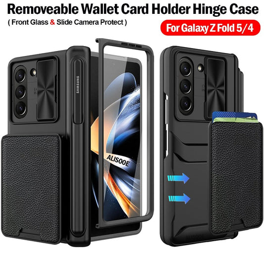 With Removeable Wallet Card Holder Phone Case With Hinge Pen Slot For Samsung Z Fold 5 4