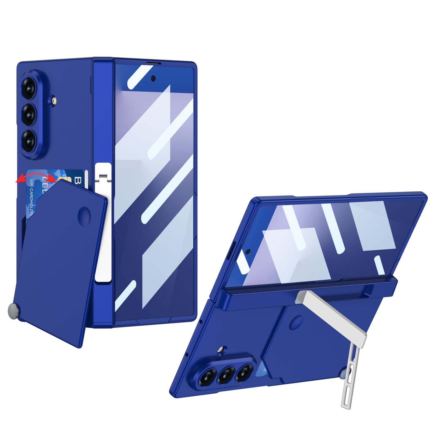 Film Integrated Hard Phone Case With Rotating Card Holder Anti-fall Magnetic Folding Bracket For Samsung Galaxy Z Fold 7