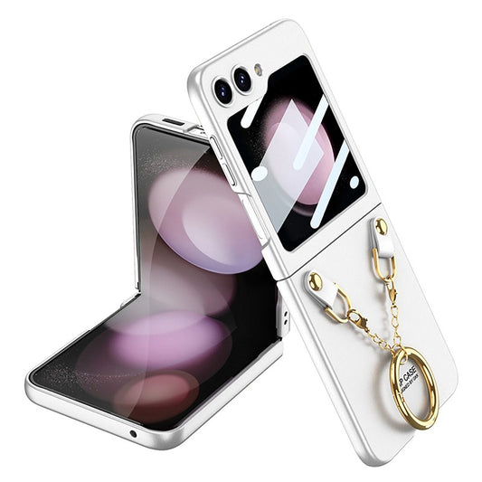 Luxury Necklace Ring Holder Phone Case With Back Screen Protector For Samsung Galaxy Z Flip 5