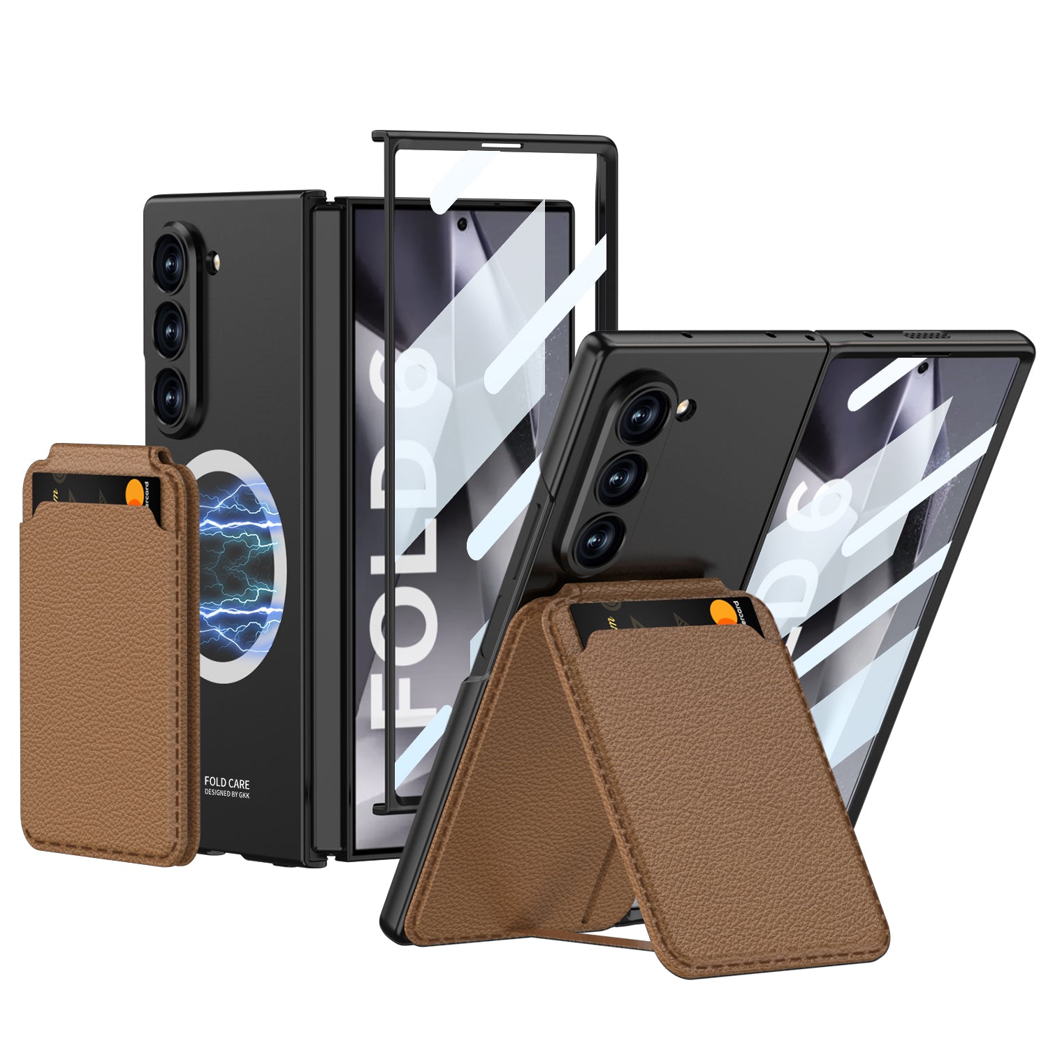 Multifunctional Card Case Holder Leather Case Phone Case With Screen Protector For Samsung Z Fold7 6