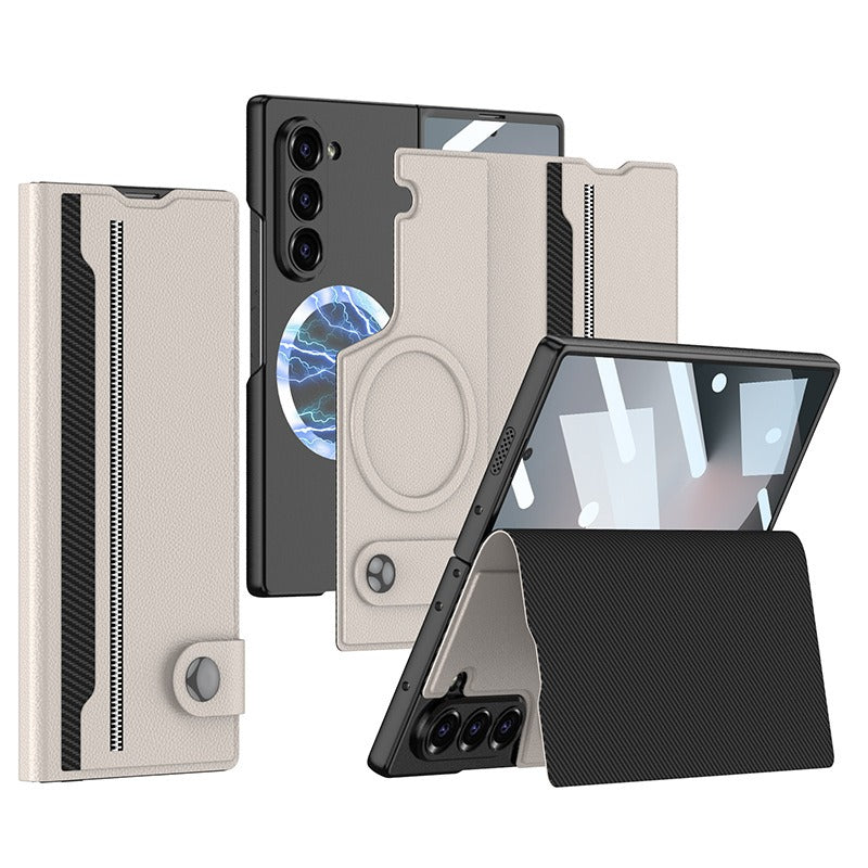 Creative Magnetic Split Flip Leather Phone Case With Film Integrated For Samsung z Fold6