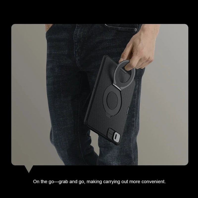 Slide Camera Magnetic Leather Pad Case With Pen Slot For iPad