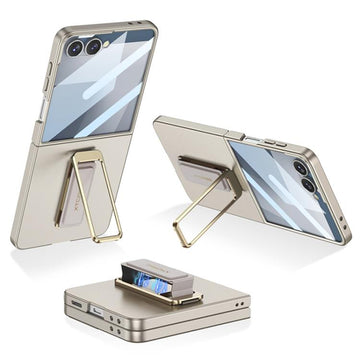 Wrist Strap Phone Case With Magnetic Rotating Invisible Bracket Glass Protector For Samsung Galaxy Z Flip 7