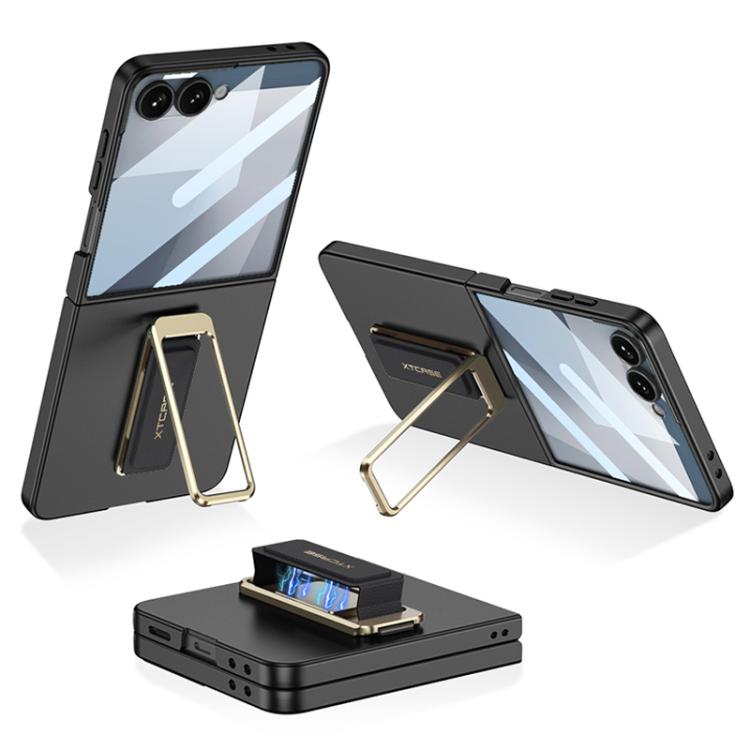 Wrist Strap Phone Case With Magnetic Rotating Invisible Bracket Glass Protector For Samsung Galaxy Z Flip 7