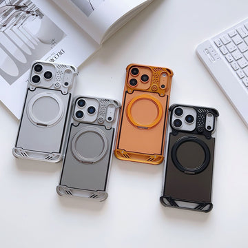 Metal Frameless Phone Case With Aromatherapy Function And Magnetic Rotating Stand For iPhone
