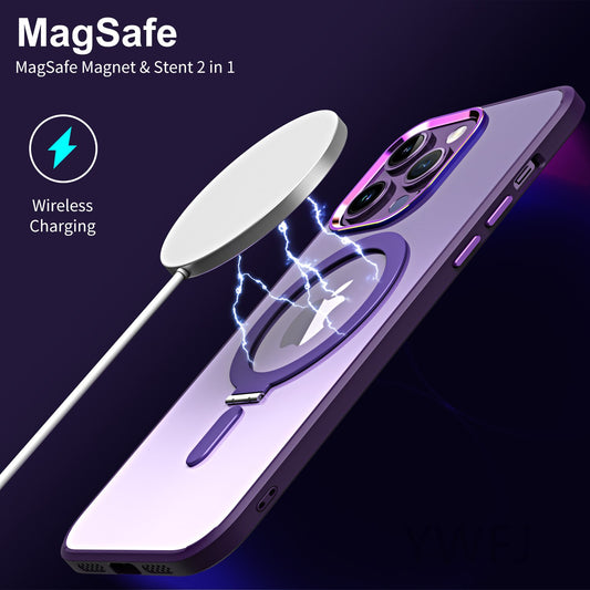 Magsafe Magnetic Phone Case With Invisible Ring Stand For iPhone
