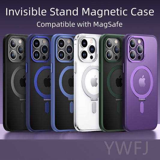 Magsafe Magnetic Phone Case With Invisible Ring Stand For iPhone