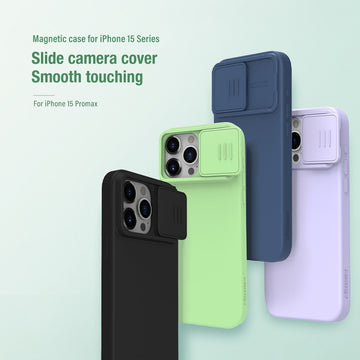 Liquid Silicone Slide Camera Protection Magnetic Phone Case For iPhone