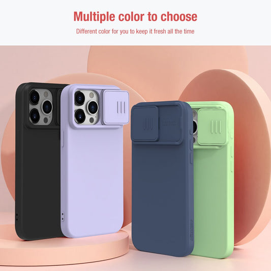 Liquid Silicone Slide Camera Protection Magnetic Phone Case For iPhone