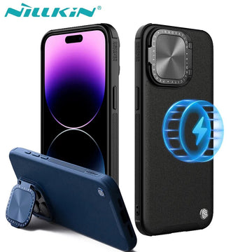 Leather Phone Case With Lens Magnetic Cover With Foldable Stand For iPhone