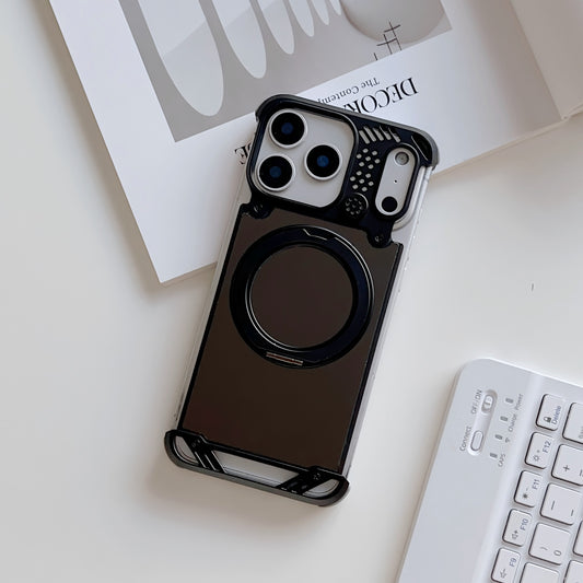 Metal Frameless Phone Case With Aromatherapy Function And Magnetic Rotating Stand For iPhone