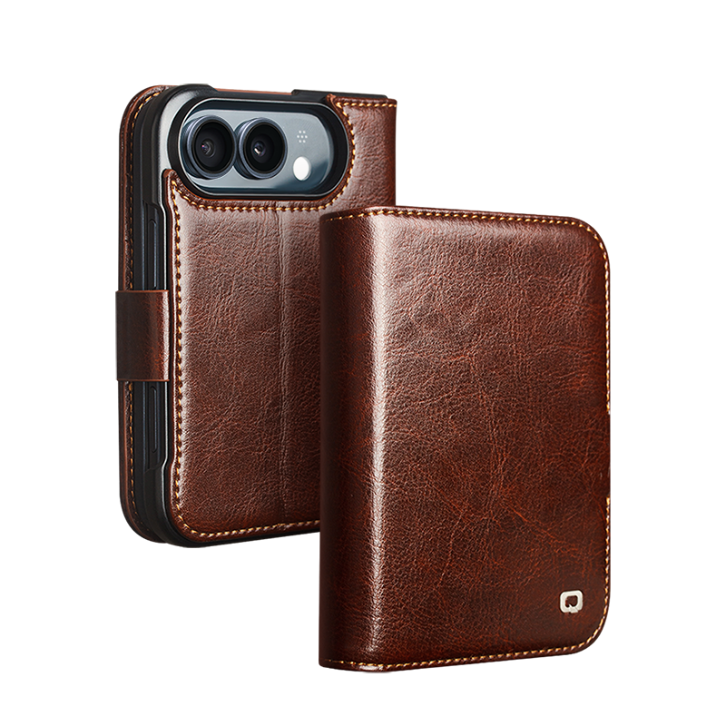 Genuine Leather Flip Case for iPhone Duo – Magnetic Wallet Cover with Kickstand