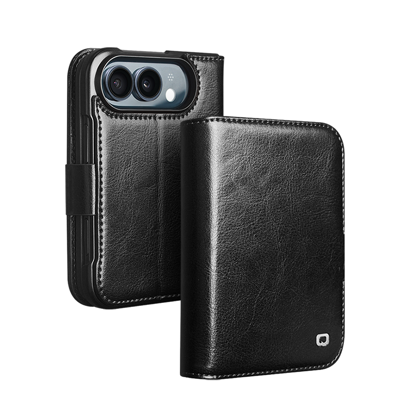 Genuine Leather Flip Case for iPhone Duo – Magnetic Wallet Cover with Kickstand