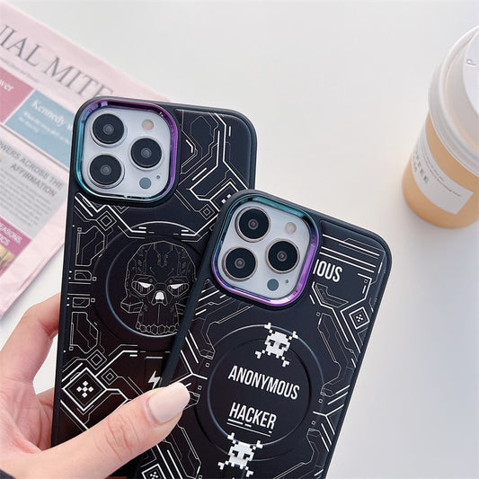 Hacker Style Painting Soft Silicone Shockproof Magsafe Phone Case For iPhone