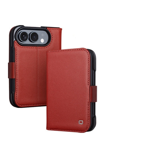 Handcrafted Genuine Leather Folio Wallet Case with Card Slots & Kickstand for iPhone Duo