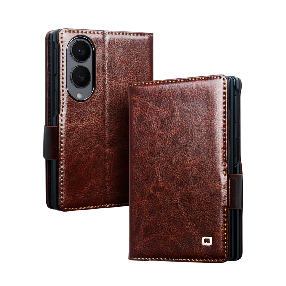 Handmade Genuine Leather Wallet Flip Phone Case For Samsung Galaxy Z Fold 8