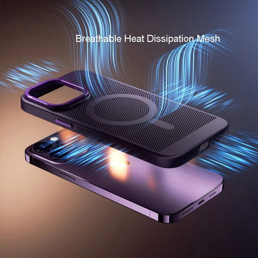 Heat Dissipation Magsafe Magnetic Phone Case Metal Lens Frame For iPhone