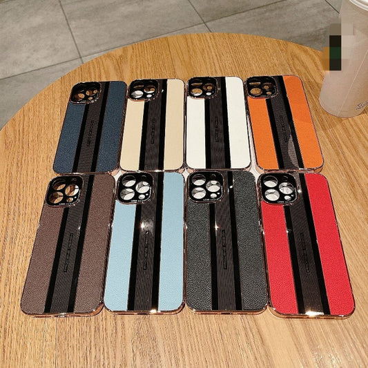 Porsche Electroplated Leather Phone Case For  IPhone