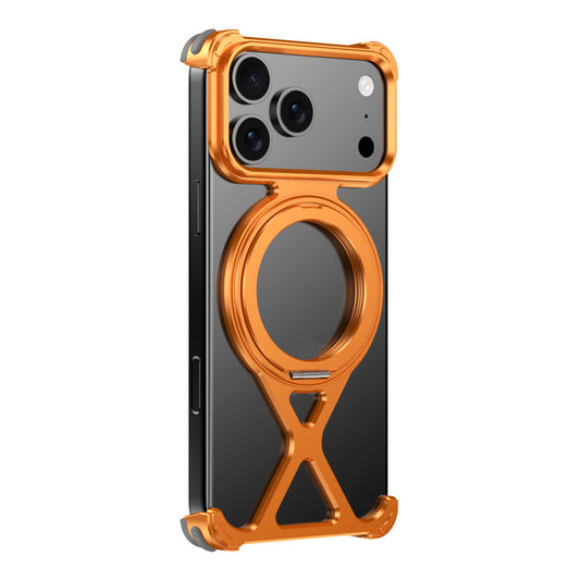 Hollow Out Heat Dissipation Aluminium Metal Case With Magnetic Rotation Bracket For iPhone