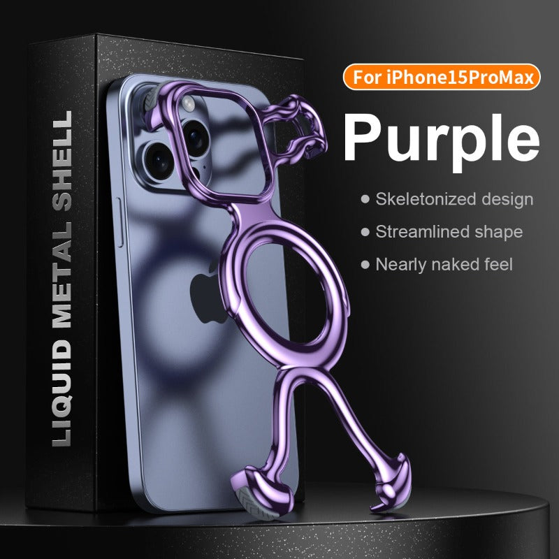 Irregular Magnetic Liquid Electroplated Frame PC Phone Case For iPhone