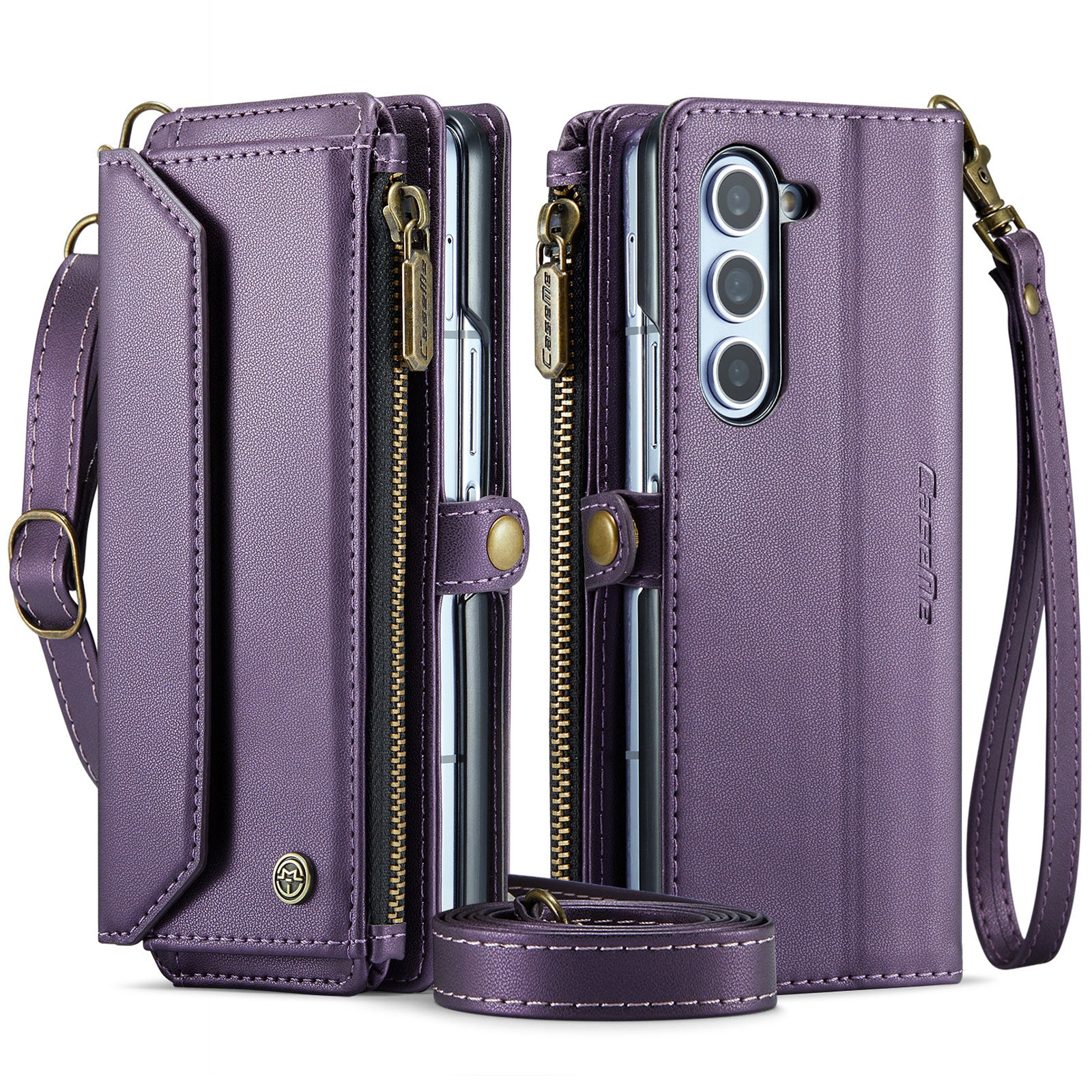 Leather Crossbody Phone Case With Card Holder For Samsung Galaxy Z Fold7 6