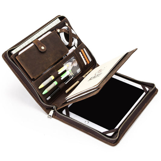 Leather Portfolio Case With Zipper For iPad Pro