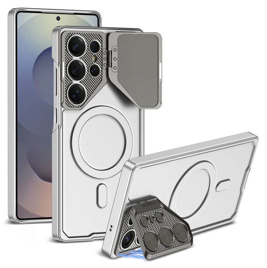 Lens Protection Bracket Magnetic Wireless Charging Hard Phone Case For Samsung Galaxy S25