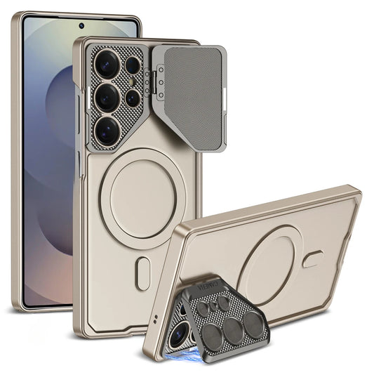 Lens Protection Bracket Magnetic Wireless Charging Hard Phone Case For Samsung Galaxy S25