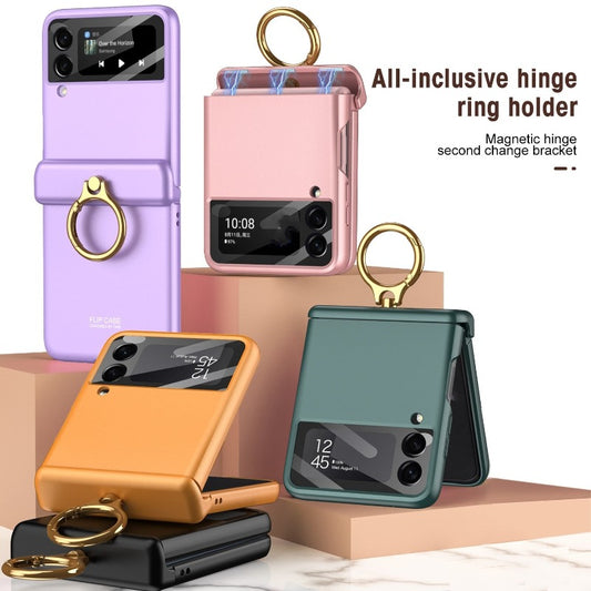 Luxury Ultra-thin Phone Case With Magnetic Hing Ring Bracket For Samsung Galaxy Z Flip 4