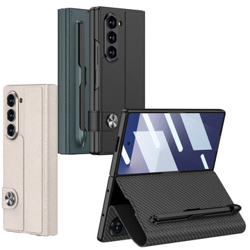 Luxury Foldable Leather Card Slot Wallet Pen Slot Phone Case With Glass ScreenFor Samsung Galaxy Z Fold7 6
