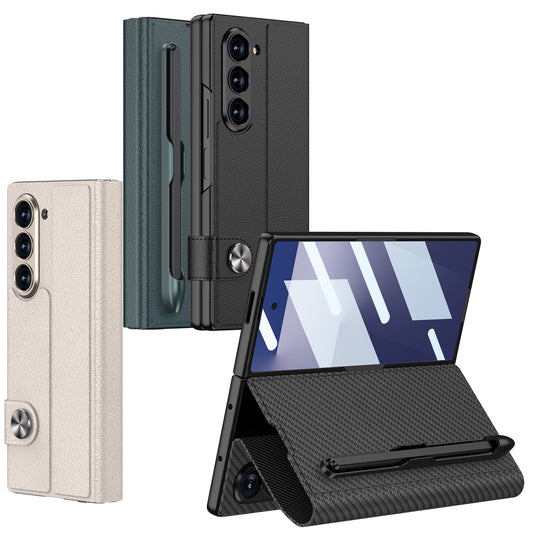 Luxury Foldable Leather Card Slot Wallet Pen Slot Phone Case With Glass ScreenFor Samsung Galaxy Z Fold7 6