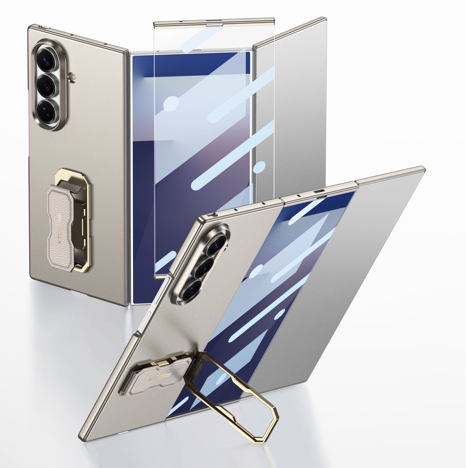 Hard Phone Case With Wrist Strap Stand Holder With Screen Protector For Samsung Galaxy Z TriFold