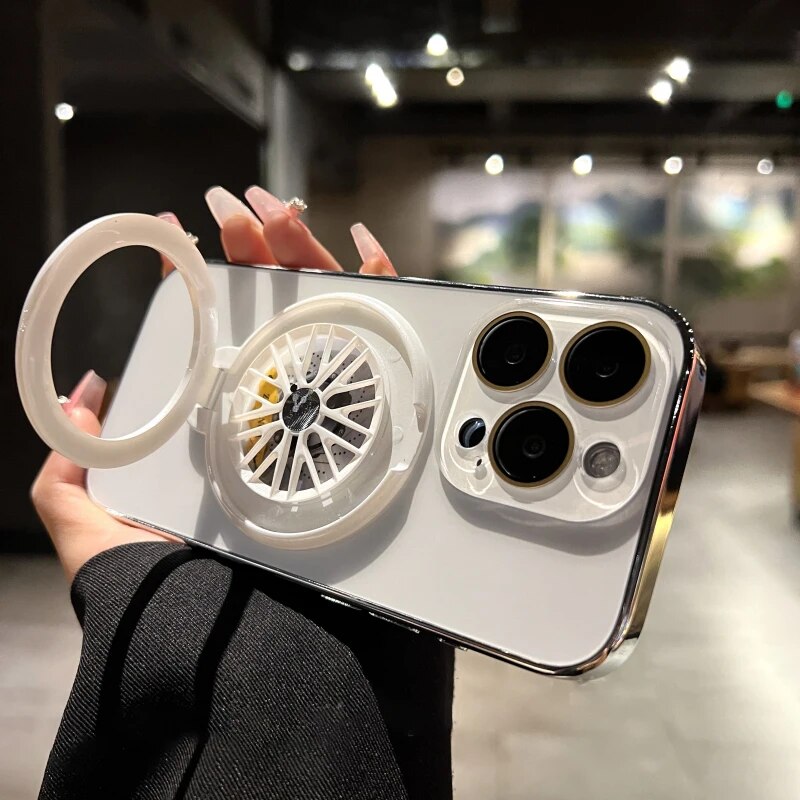 Magsafe Magnetic Phone Case With Luxury Holder Spinning Top Stand For iPhone