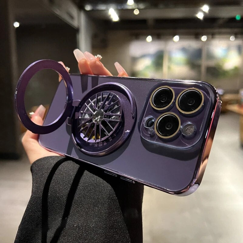 Magsafe Magnetic Phone Case With Luxury Holder Spinning Top Stand For iPhone