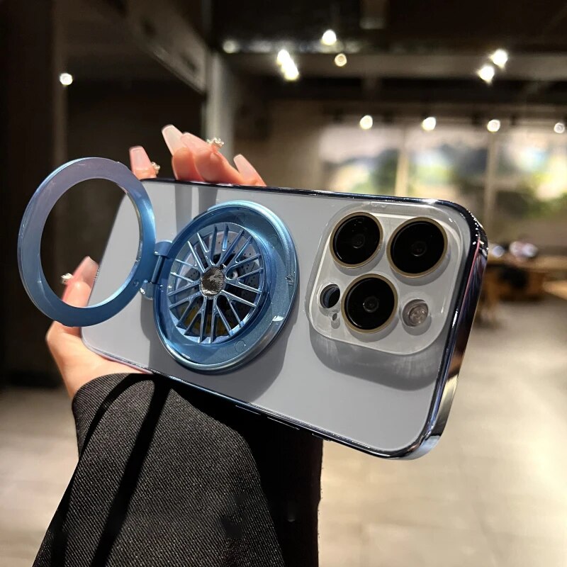 Magsafe Magnetic Phone Case With Luxury Holder Spinning Top Stand For iPhone