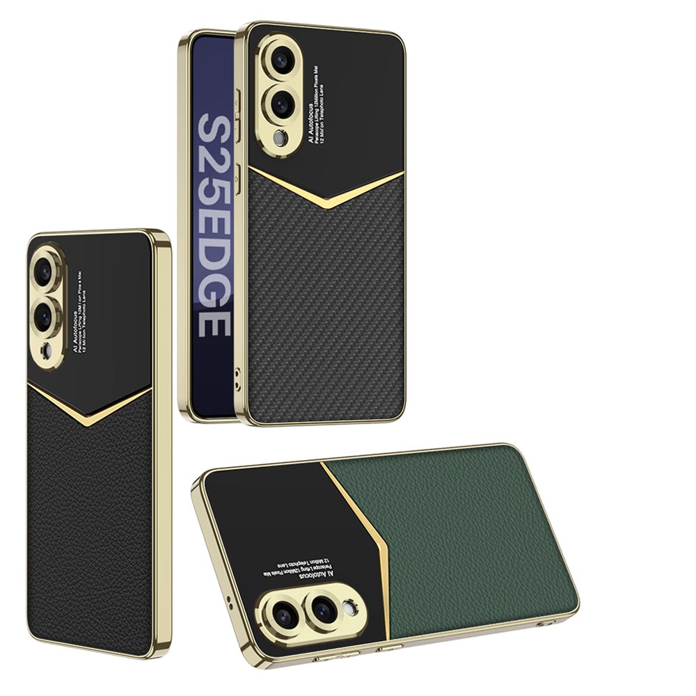 Luxury Leather Electroplating Frame Phone Case For Samsung Galaxy S25