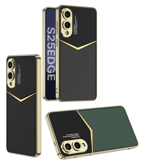 Luxury Leather Electroplating Frame Phone Case For Samsung Galaxy S25