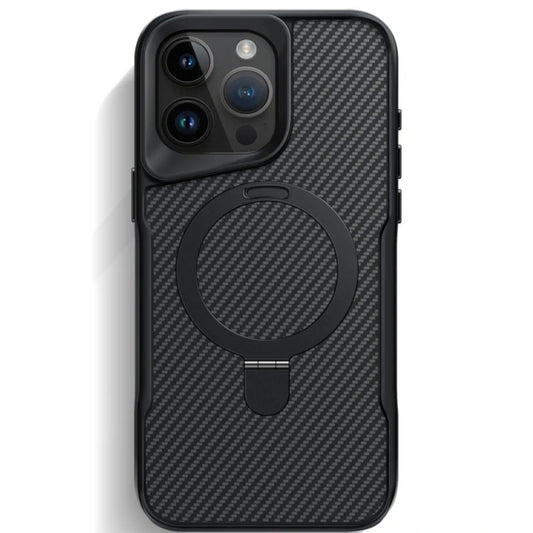 Luxury Magnetic Fibre Carbon Pattern Phone Case 360 ° Revolution With Holder For iPhone