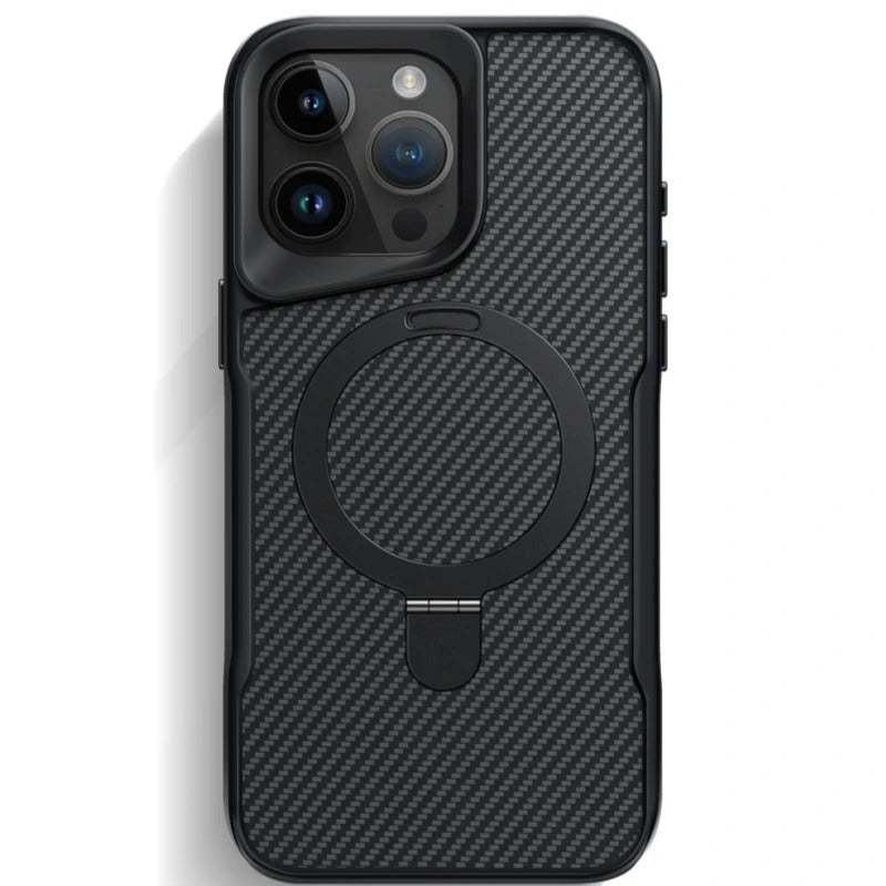 Luxury Magnetic Fibre Carbon Pattern Phone Case 360 ° Revolution With Holder For iPhone