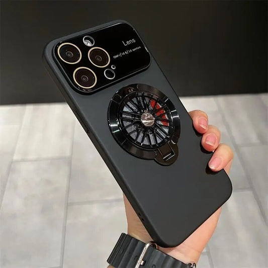 Magnetic Rotatable Gyroscope Stand With Gyro Frosted PC Phone Case For iPhone