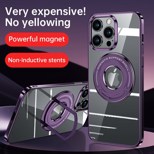 Luxury Magsafe Magnetic Phone Case With Metal Invisible Bracket Stand For iPhone