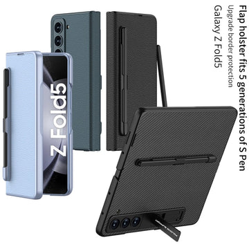 One-piece Flap Holster Leather Phone Case With With S Pen Slot For Samsung Galaxy Z Fold 5