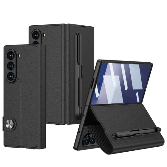 Luxury Foldable Leather Card Slot Wallet Pen Slot Phone Case With Glass ScreenFor Samsung Galaxy Z Fold7 6