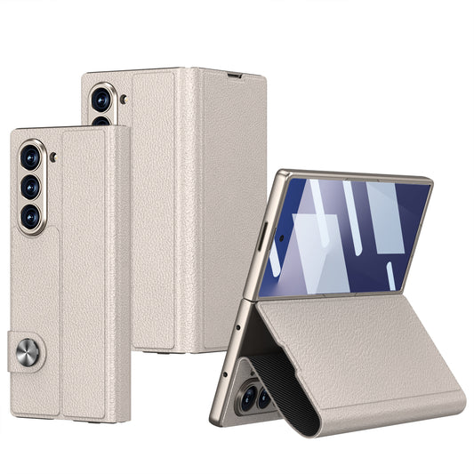 Luxury Foldable Leather Card Slot Wallet Phone Case With Glass ScreenFor Samsung Galaxy Z Fold7 6