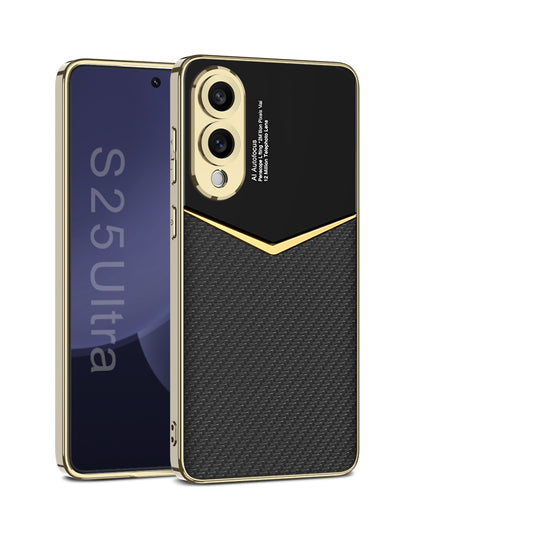 Luxury Leather Electroplating Frame Phone Case For Samsung Galaxy S25